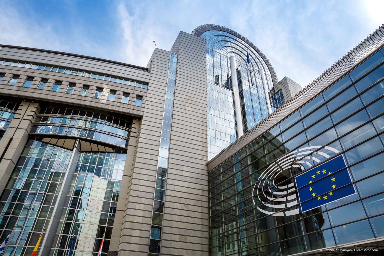 Het gebouw van het Europees Parlement in Brussel, België.