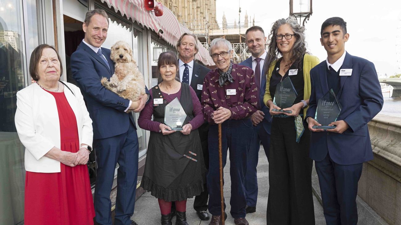 a group photo of the Animal Action Award 2021 winners