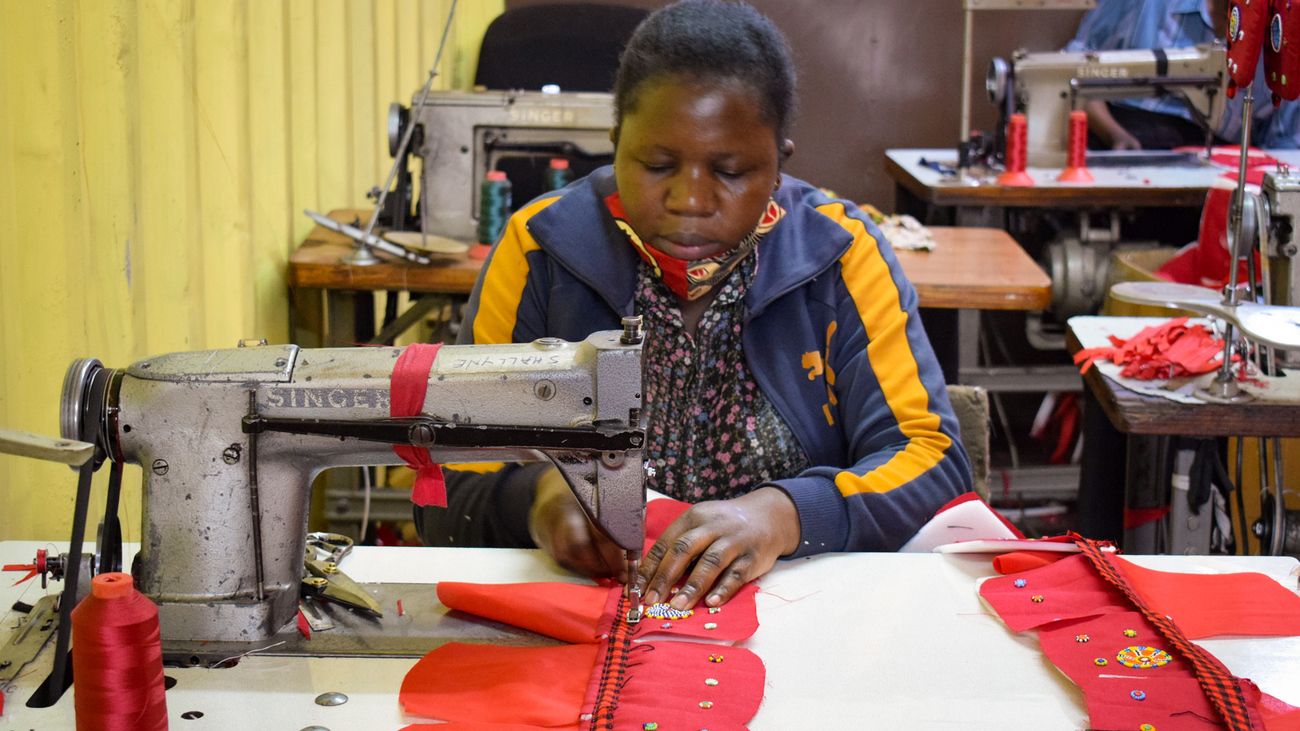 woman sewing in Kenya