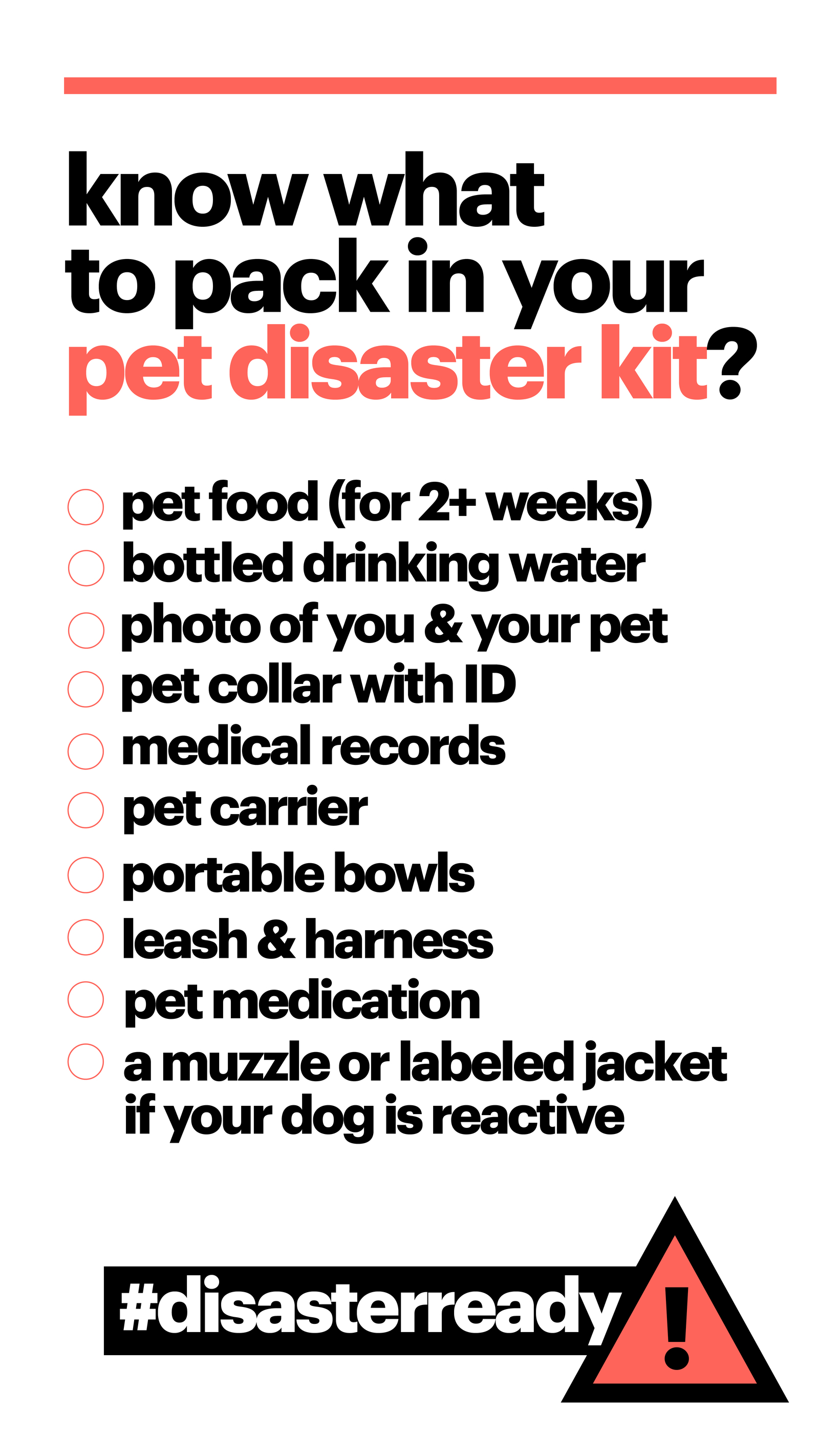 what to pack in your pet disaster kit