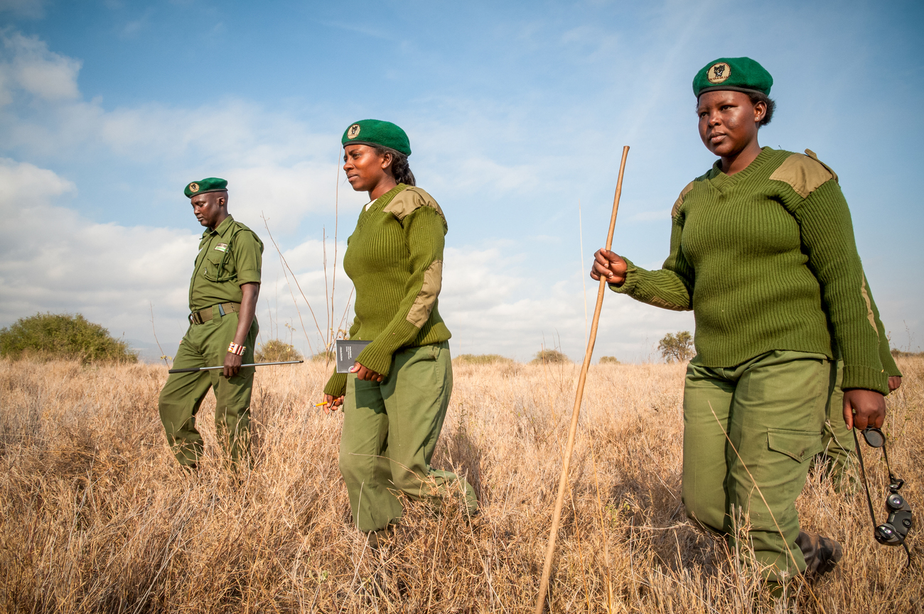 Team Lioness on patrol during a visit by IFAW President & CEO Azzedine Downes to Amboseli, Kenya.