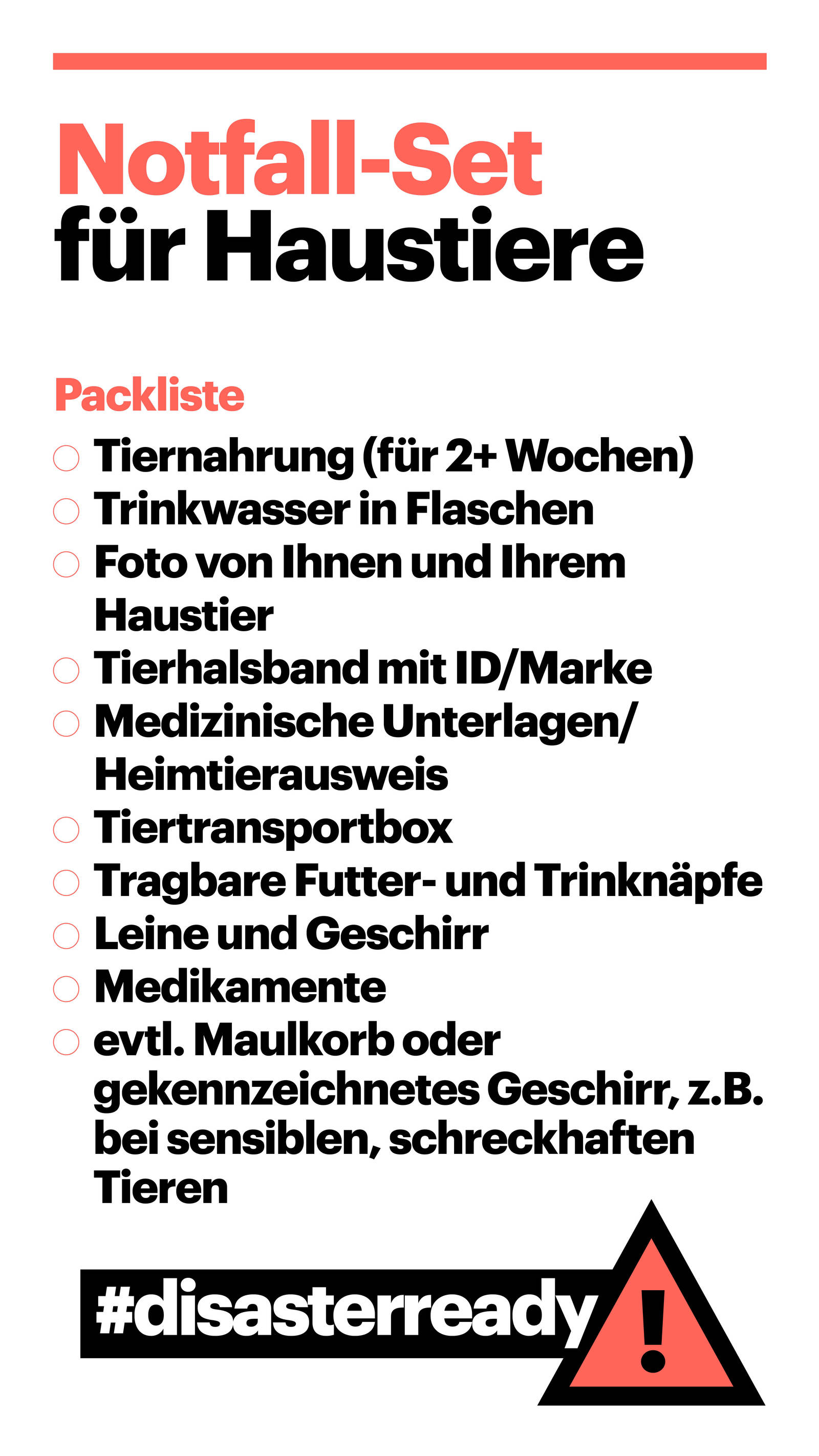 Notfall-Set für Haustiere: Packliste