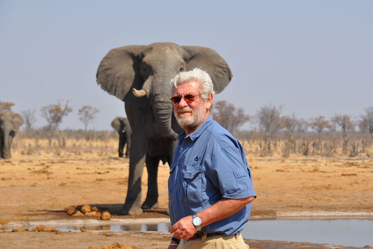 Dr. Rudi van Aarde with elephants.