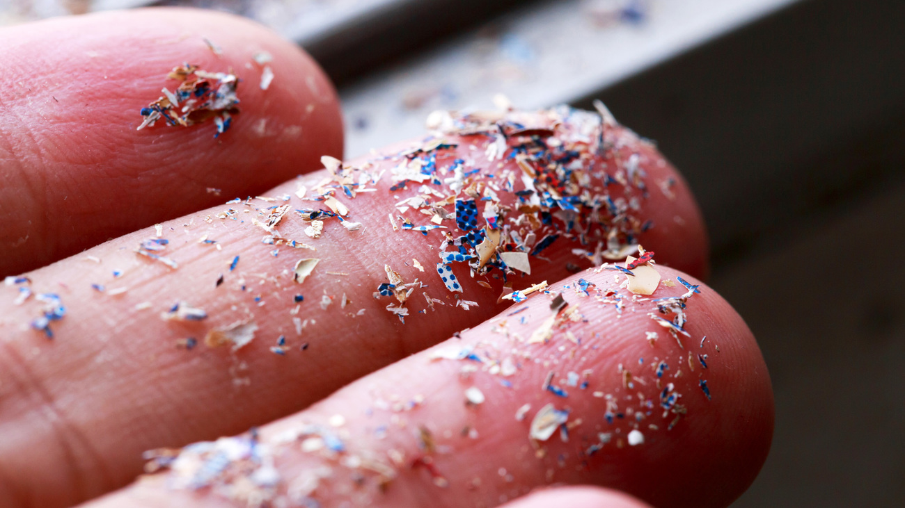 Extreme close-up of microplastics.