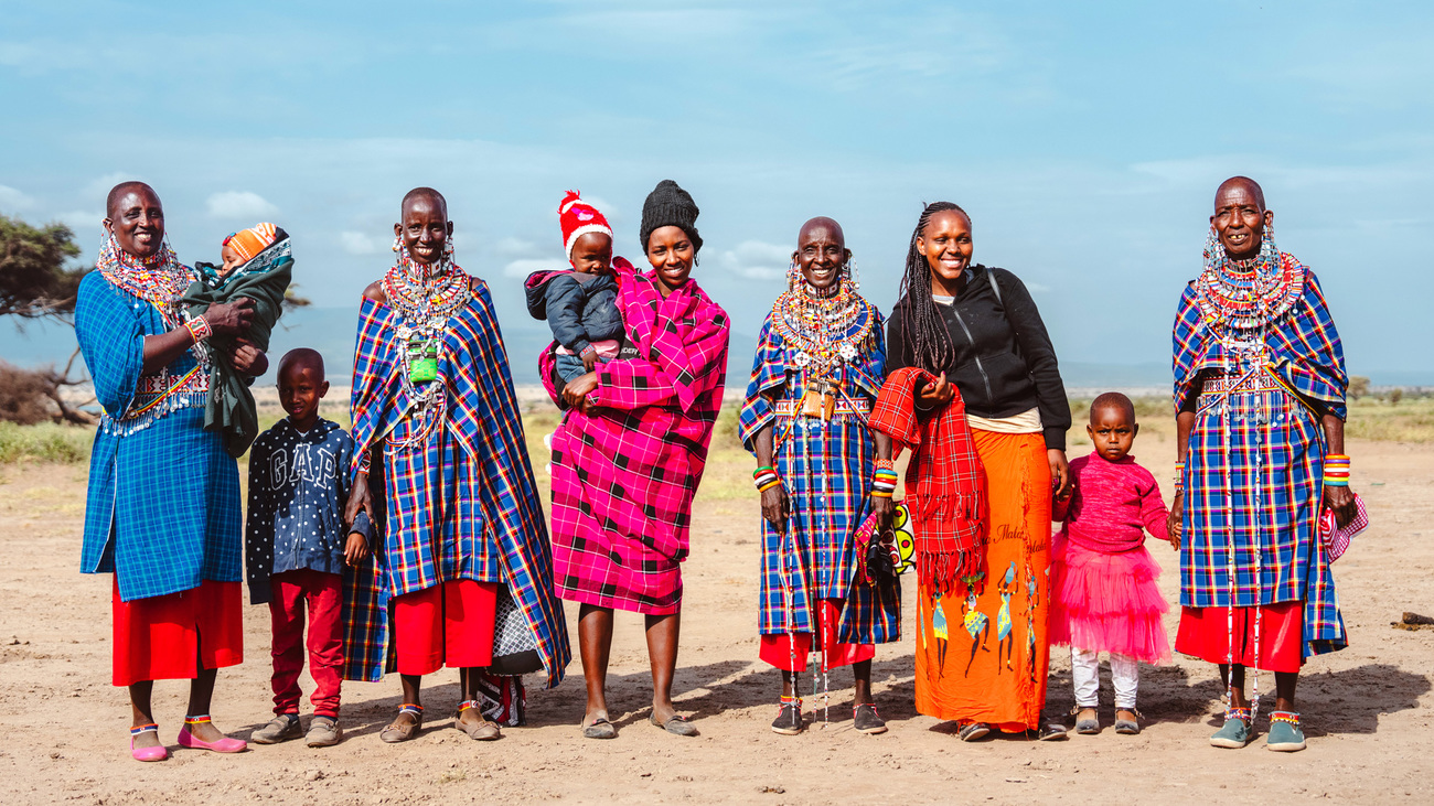 Family of Jenga Mama graduates arriving to the graduation ceremony, Amboseli, Kenya.