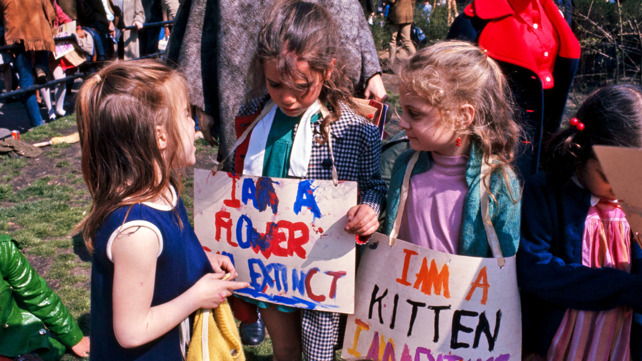 Kinderen op de eerste Earth Day in New York City, 22 april 1970. 