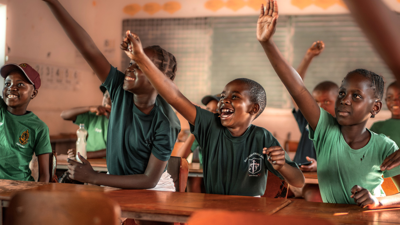 Junior rangers participating in the Environmental stewardship program implemented in primary schools near Hwange National Park, Zimbabwe.