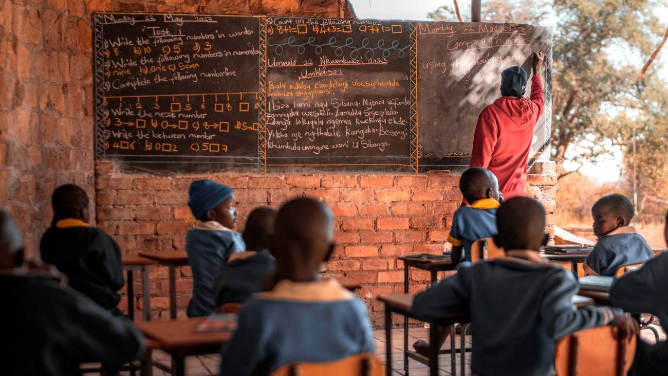 Junior rangers in the Environmental stewardship program implemented in primary schools near Hwange National Park, Zimbabwe.