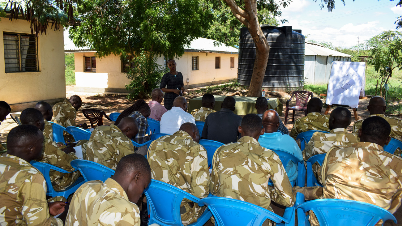 KWS officers undertaking a scene of crime training at Mackinnon Road in Kwale County.