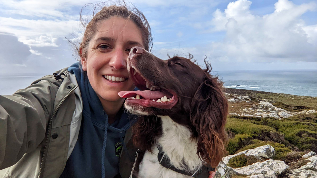 Reid the detection dog and Rachel Cripps 