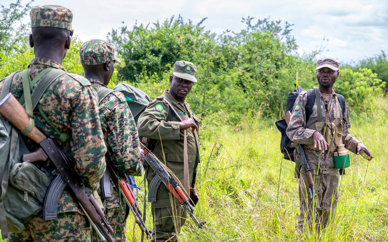 Patrolling with anti-poaching unit at Queen Elizabeth National Park.