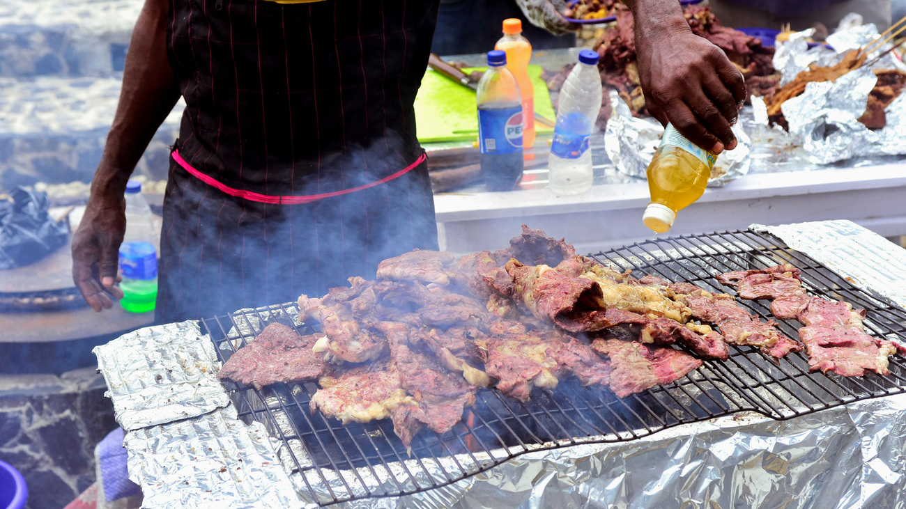Roadside barbecue in Nairobi, Kenya.
