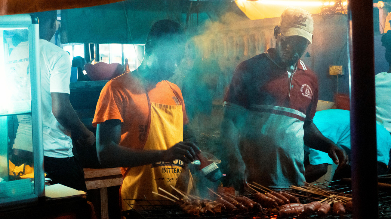Roadside barbecue in Nairobi, Kenya.