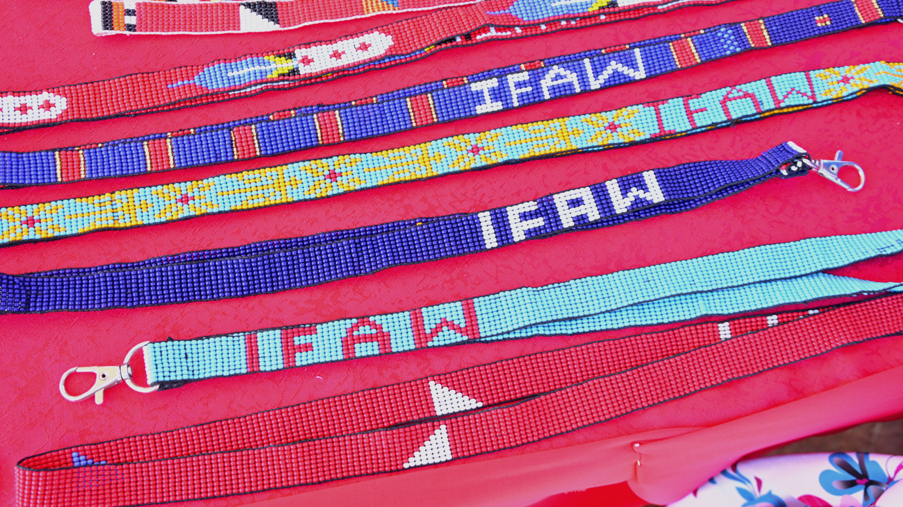 Lanyards with ‘IFAW’ beaded into the tapestry made by women from the Maa community in Amboseli, Kenya.